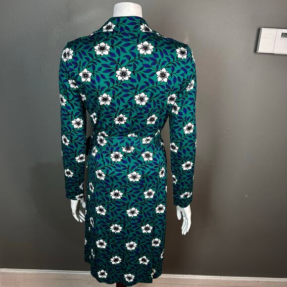 Diane von Furstenberg wrap dress size 8 floral green collar office party NEW - Picture 7 of 10